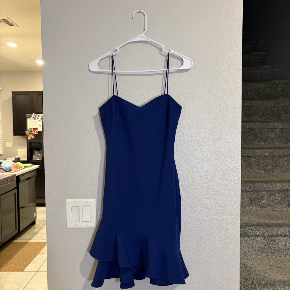 Likely Verona Navy Blue Mini Dress Ruffle Hem SIZE 0 - Picture 2 of 4
